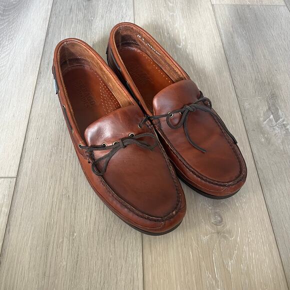 Sebago Docksides Boat Shoe Moccasin Men's 14 WIDE Slip On Leather Loafer Tan - Picture 2 of 10